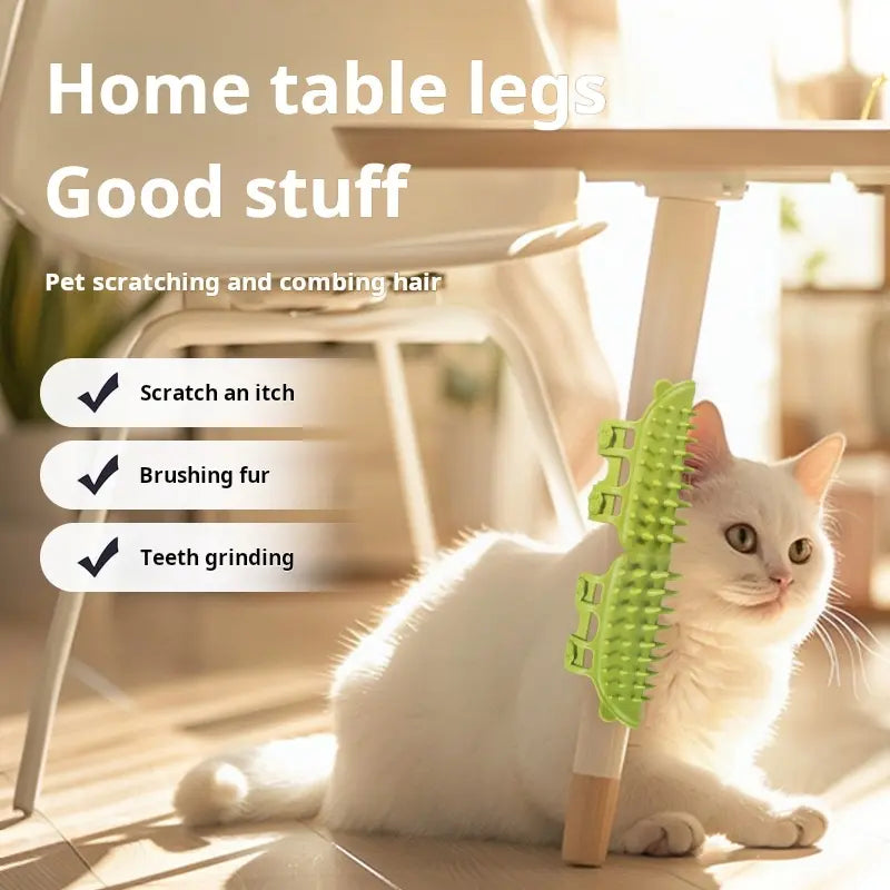 Cat Grooming Supplies 2-Pack Self-Grooming Slicker Brush - Corner Scratching Board with Silicone Massaging Brush, Hair Care & Scratch Relief Gadget for Cats & Kittens, Durable Wear-Resistant